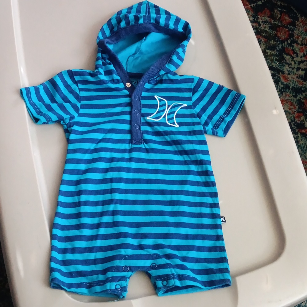 Hurley striped summer romper with hood